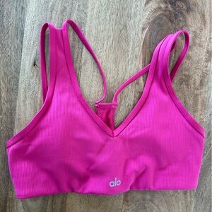 ALO Yoga Airlift Ribbed Jumpstart Vneck Bra- like new!